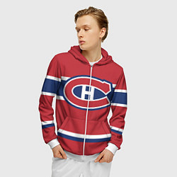Толстовка 3D на молнии мужская Montreal Canadiens, цвет: 3D-белый — фото 2