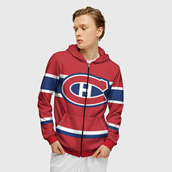 Толстовка 3D на молнии мужская Montreal Canadiens, цвет: 3D-красный — фото 2