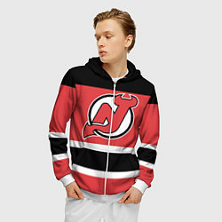 Толстовка 3D на молнии мужская New Jersey Devils, цвет: 3D-белый — фото 2