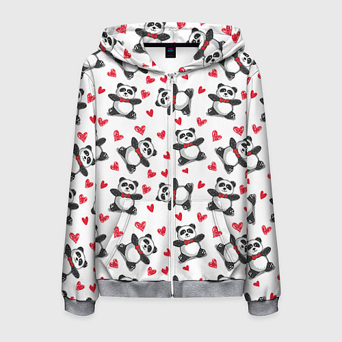 Мужская толстовка на молнии Любимые панды / 3D-Меланж – фото 1