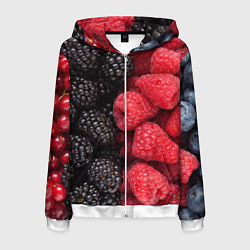 Толстовка 3D на молнии мужская Ягодная, цвет: 3D-белый