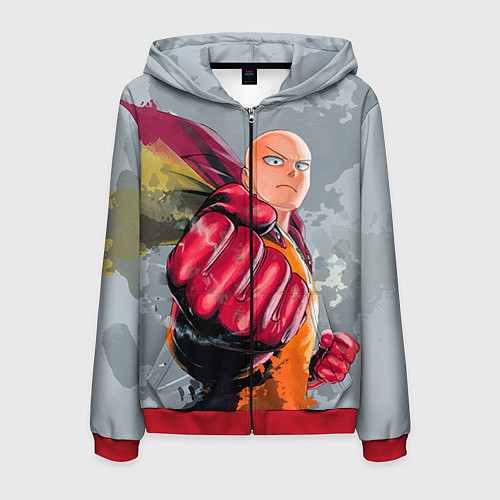 Мужская толстовка на молнии One Punch Man Fist / 3D-Красный – фото 1