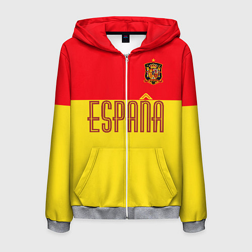 Мужская толстовка на молнии Сборная Испании: Евро 2016 / 3D-Меланж – фото 1