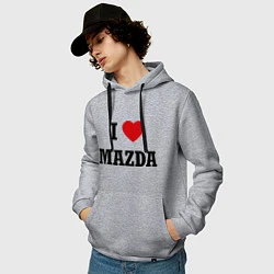 Толстовка-худи хлопковая мужская I love Mazda, цвет: меланж — фото 2