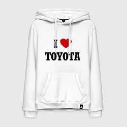 Толстовка-худи хлопковая мужская I love Toyota, цвет: белый