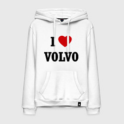 Толстовка-худи хлопковая мужская I love Volvo, цвет: белый