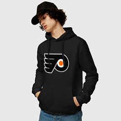 Толстовка-худи хлопковая мужская Philadelphia Flyers, цвет: черный — фото 2