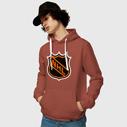 Толстовка-худи хлопковая мужская NHL, цвет: кирпичный — фото 2