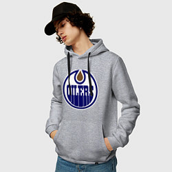 Толстовка-худи хлопковая мужская Edmonton Oilers, цвет: меланж — фото 2