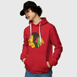 Толстовка-худи хлопковая мужская Chicago Blackhawks, цвет: красный — фото 2