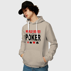 Толстовка-худи хлопковая мужская World series of poker, цвет: миндальный — фото 2