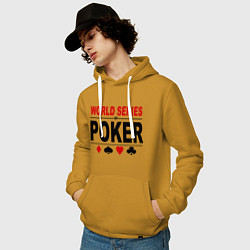 Толстовка-худи хлопковая мужская World series of poker, цвет: горчичный — фото 2