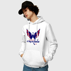 Толстовка-худи хлопковая мужская Washington Capitals: Ovechkin, цвет: белый — фото 2