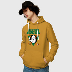Толстовка-худи хлопковая мужская Anaheim Mighty Ducks, цвет: горчичный — фото 2