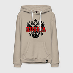 Толстовка-худи хлопковая мужская Russia Coat, цвет: миндальный