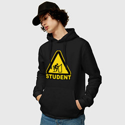 Толстовка-худи хлопковая мужская Student (студент), цвет: черный — фото 2