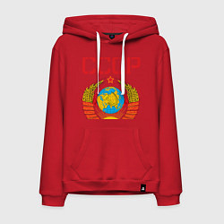 Толстовка-худи хлопковая мужская Сделано в СССР, цвет: красный