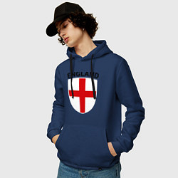 Толстовка-худи хлопковая мужская England Shield, цвет: тёмно-синий — фото 2