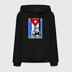 Толстовка-худи хлопковая мужская Fidel: Viva, Cuba!, цвет: черный