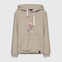 Толстовка-худи хлопковая мужская Гордый фламинго, цвет: миндальный
