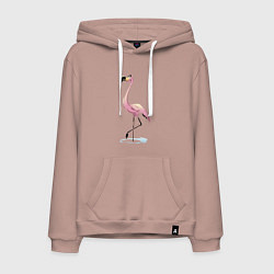 Толстовка-худи хлопковая мужская Гордый фламинго, цвет: пыльно-розовый