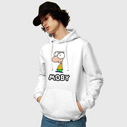 Толстовка-худи хлопковая мужская Moby, цвет: белый — фото 2