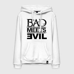 Толстовка-худи хлопковая мужская Bad Meets Evil, цвет: белый