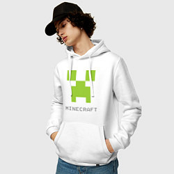 Толстовка-худи хлопковая мужская Minecraft logo grey, цвет: белый — фото 2