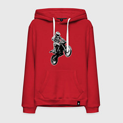 Толстовка-худи хлопковая мужская Мотокросс, цвет: красный