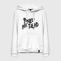 Толстовка-худи хлопковая мужская Punks not dead, цвет: белый