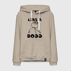 Толстовка-худи хлопковая мужская Like a boss, цвет: миндальный