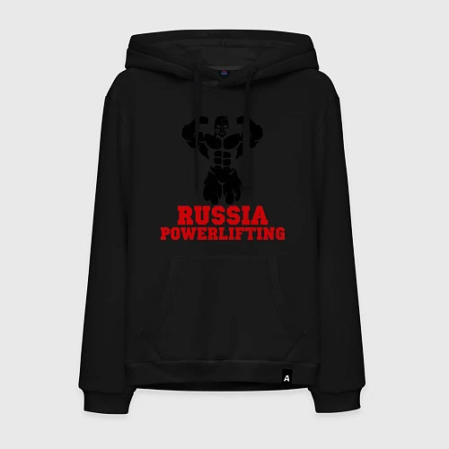 Мужская толстовка-худи Russia Powerlifting / Черный – фото 1