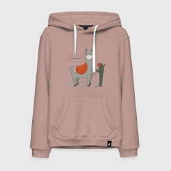 Толстовка-худи хлопковая мужская Alpaca Llama, цвет: пыльно-розовый