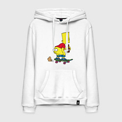 Толстовка-худи хлопковая мужская Bart Simpson, цвет: белый