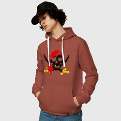 Толстовка-худи хлопковая мужская Пиратская футболка, цвет: кирпичный — фото 2