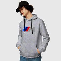 Толстовка-худи хлопковая мужская BMW M, цвет: меланж — фото 2