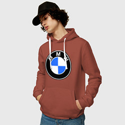 Толстовка-худи хлопковая мужская Logo BMW, цвет: кирпичный — фото 2