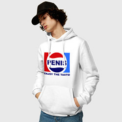 Толстовка-худи хлопковая мужская Penis. Enjoy the taste, цвет: белый — фото 2