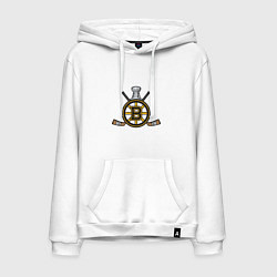 Толстовка-худи хлопковая мужская Boston Bruins Hockey, цвет: белый