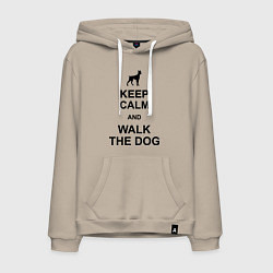 Толстовка-худи хлопковая мужская Keep Calm & Walk the dog, цвет: миндальный