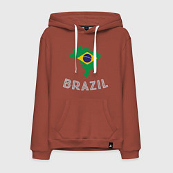 Толстовка-худи хлопковая мужская Brazil Country, цвет: кирпичный
