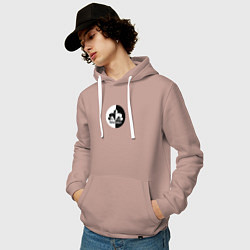 Толстовка-худи хлопковая мужская Street Workout Инь Янь, цвет: пыльно-розовый — фото 2