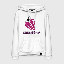 Толстовка-худи хлопковая мужская Green Day is love, цвет: белый