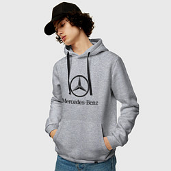 Толстовка-худи хлопковая мужская Logo Mercedes-Benz, цвет: меланж — фото 2