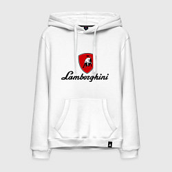 Толстовка-худи хлопковая мужская Logo lamborghini, цвет: белый