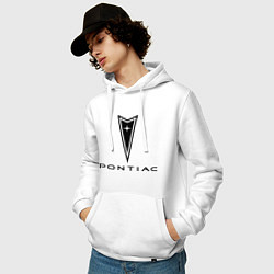 Толстовка-худи хлопковая мужская Pontiac logo, цвет: белый — фото 2