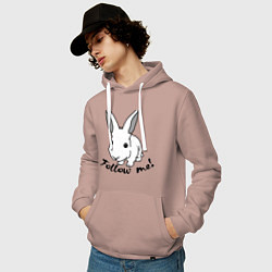 Толстовка-худи хлопковая мужская Rabbit: follow me, цвет: пыльно-розовый — фото 2