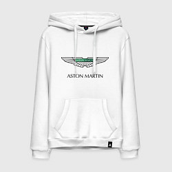 Толстовка-худи хлопковая мужская Aston Martin logo, цвет: белый