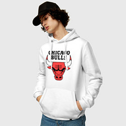Толстовка-худи хлопковая мужская Chicago Bulls цвета белый — фото 2