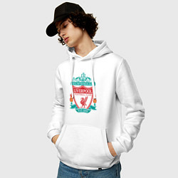 Толстовка-худи хлопковая мужская Liverpool FC, цвет: белый — фото 2